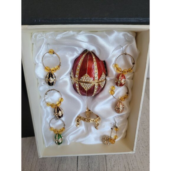 Fitz Floyd Red gold Jewel Egg box wine collection - Picture 5 of 7